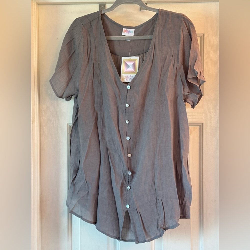Women's Gray Button-Up Top